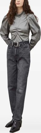 Gestuz Top con maniche a palloncino - Grigio