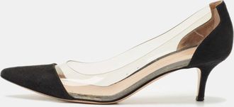 Gianvito Rossi Black/transparent Suede And Pvc Plexi Pumps