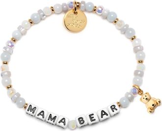 Little Words Project Mama Bear Beaded Stretch Bracelet in White at Nordstrom, Size Small/medium