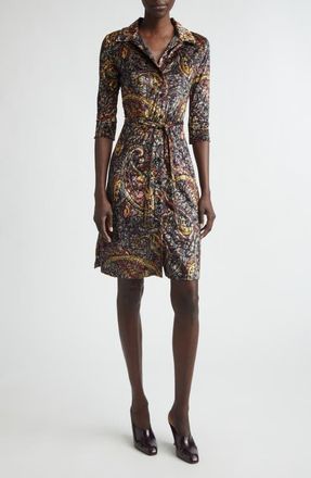 Etro Print Paisley Jacquard Shirtdress in Print On Black Base at Nordstrom, Size 46