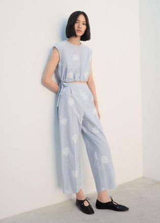 Mango Pantaloni righe ricamo blu - Donna - XS - MANGO