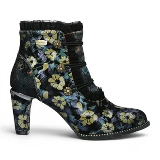 Laura Vita Laura Vita Floral Dames Victoriaanse blauwe leren enkellaarzen - Alcbaneo-130
