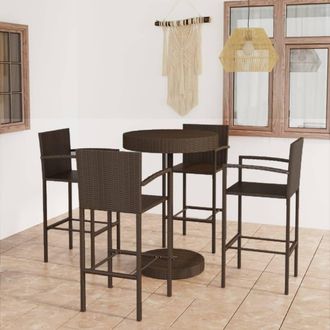 Berkfield Home 5 Piece Garden Bar Set Poly Rattan Brown