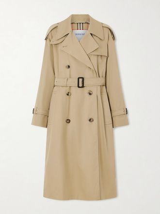 Burberry Trench Doppiopetto In Gabardine Di Cotone Con Cintura Castelford - Neutri