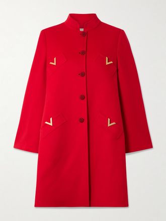 Valentino Garavani Cappotto In Misto Lana Con Decorazioni - Rosso