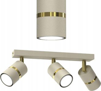 OEM Gratis. L&aacute;mpara De Techo Con Focos Orientables Ewilight, 3x Gu10, Beige Y Dorado