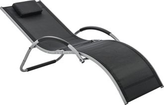 OUTSUNNY Sun Lounge Recliner Lounge Chair Design Ergonomic w/ Pillow Black | TJ Hughes