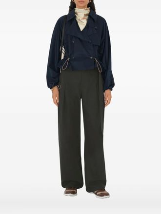 Burberry Satijnen trenchcoat met capuchon - Blauw