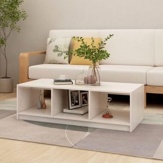 vidaXL Coffee Table White 110x50x34 cm Solid Pinewood Vidaxl