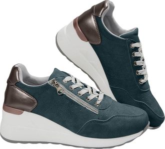 Generic High Heel Wedge Sneakers for Women Fashion Lace Up Platform Non Slip Walking Shoes Womens Casual Orthopedic Sneaker Running Athletic Tennis Sports Sho