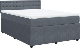 vidaXL Cama Box Spring Con Colch&oacute;n Terciopelo Gris Oscuro 140x200 Cm Vidaxl