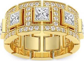 Pompeii3 4Ct Mens Princess Cut Diamond 10MM Wide Ring Wedding Band Lab Grown