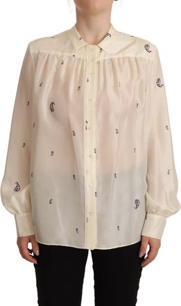 Aspesi 100% Silk Long Sleeves Colla Top Womens Blouse