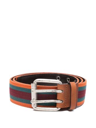 Romeo Gigli 1990s striped belt - men - Cotton/Leather - 90 - Brown