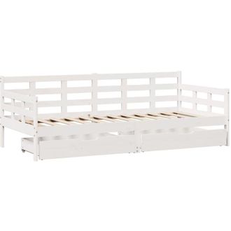 vidaXL Daybed with Drawers without Mattress White 90x190 cm Single Solid Wood vidaXL