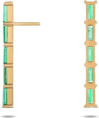 ROSEKEY Orecchini in oro giallo 18 carati con smeraldi taglio baguette