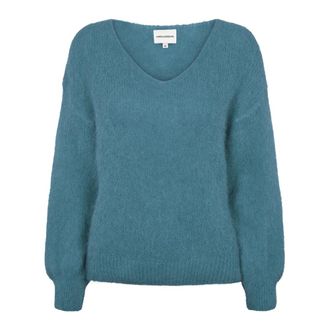 Americandreams Milana LS Alpaca Pullover - Dames - V-hals truien - Blauw - S - Wol - Truien & Vesten