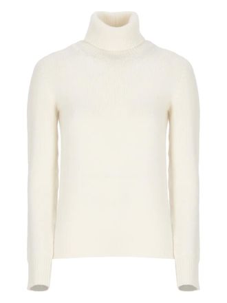 VANISÉ turtleneck ribbed-trim sweater - women - Cashmere - 42 - White