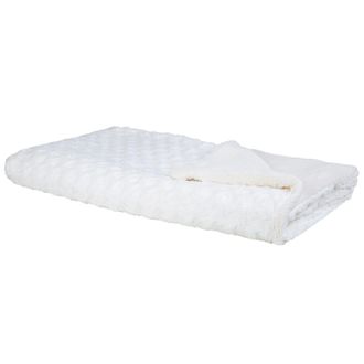 Beliani Manta De Poli&eacute;ster Blanco Crema 200 X 220 Cm Colcha Cubrecama Suave Kandilli
