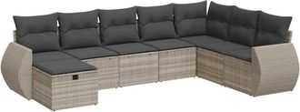 vidaXL Vidaxl - Set De Sof&aacute;s De Jard&iacute;n 8 Pzas Y Cojines Rat&aacute;n Sint&eacute;tico Gris