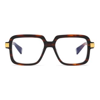 Balmain Glasses, female, Brown, Size: ONE SIZE Brown Swirl 18K Gold Eyeglasses