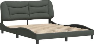 vidaXL Estructura De Cama Sin Colch&oacute;n Hvar De Tela Gris Oscuro 160x200 Cm Vidaxl