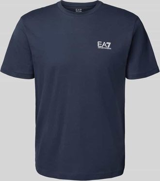 Emporio Armani T-Shirt mit Label-Print in Dunkelblau, Größe XXL