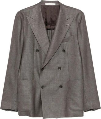 Tagliatore Double-breasted Blazer - Heren - Blazers - Bruin - XL - Leer - Jassen
