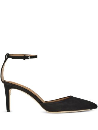Ferragamo Leather Ankle-Strap Pumps Heel - Black
