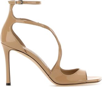 Jimmy Choo London Beige Leather Azia 95 Sandals