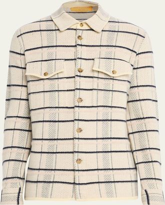 Guest In Residence Mens Windowpane Cashmere Work Shirt