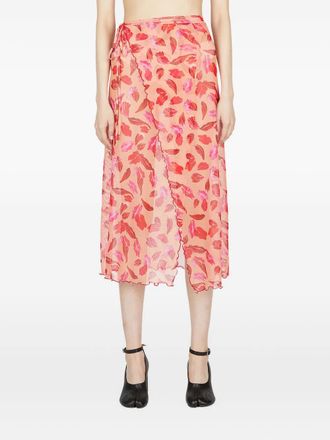 Marco Rambaldi lip-print ruffled skirt - Red