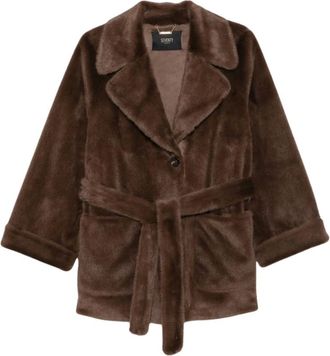 Seventy Cappotto in ecopelliccia con cintura in nappa - - Jackets - Donna - Marrone - S