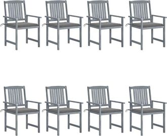 vidaXL Vidaxl - Sillas De Jard&iacute;n Con Cojines 8 Uds Madera Maciza De Acacia Gris