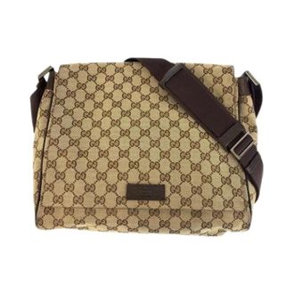 Gucci Pre-owned Cross Body Bags, male, Beige, Size: ONE SIZE Pre-owned GG Canvas Leather Shoulder Bag