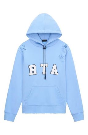 Rta Markus Collegiate Frayed Hoodie in Sky Blue Collegiate at Nordstrom, Size Xxx-Large