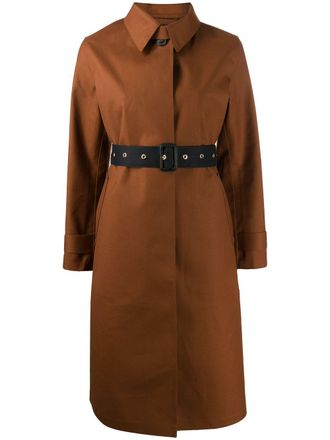 Mackintosh belted button up trench coat - women - Cotton/Mohair/Wool - 44 - Brown