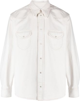 Bally Mother of Pearl Mens 6305830 Denim Shirt