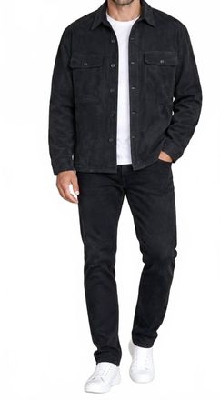 Vince Sherpa Lined Suede Jacket In Blue