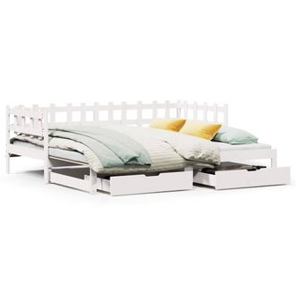 Berkfield Home Daybed with Trundle & Drawers Frame White 90x190 cm Single