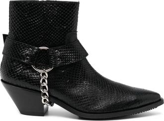 Junya Watanabe 50mm chain-detail boots - women - Leather/Leather/Leather - 8 - Black