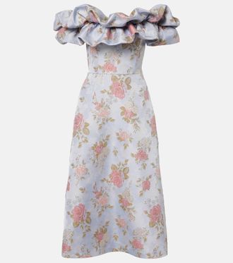 Markarian Abito midi in broccato lam&eacute; con stampa floreale