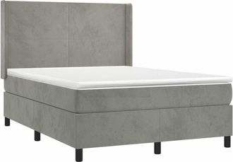 vidaXL Cama Box Spring Colch&oacute;n Y Led Terciopelo Gris Claro 140x190 Cm Vidaxl