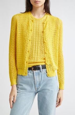 D&ocirc;en Diane Pointelle Cardigan in Citrus at Nordstrom Rack, Size Small