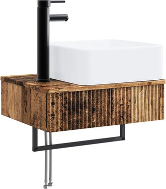 vidaXL Lavabo De Lavado Montado En La Pared Madera Envejecida Vidaxl