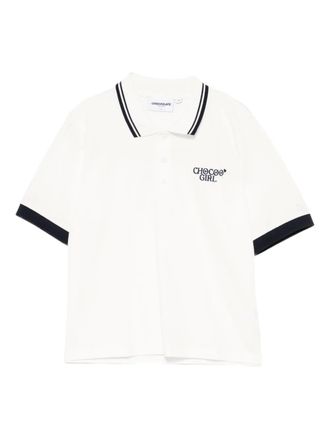 Chocoolate logo-embroidered polo shirt - women - Cotton/Spandex/Elastane - S - White