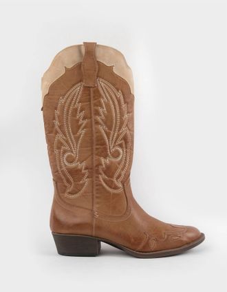 Matisse Footwear Womens Cisco Western Two Tone Boot In Tan/natura