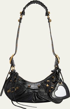 Balenciaga Le Cagole XS Croc-Embossed Shoulder Bag