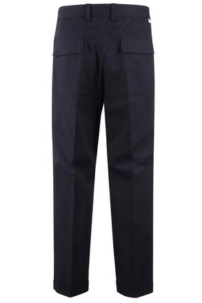 Paolo Pecora Tailored Blue Trousers With Ankle Cuffs