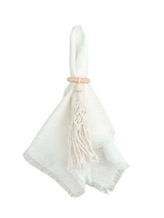 Anaya with Love Bali Crochet Wood Napkin Rings- Set of 4 in Beige at Nordstrom